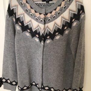 Beautiful Cardigan Swearer Gray w/Lovely FAIRISLE NORDIC Design Size 10/12